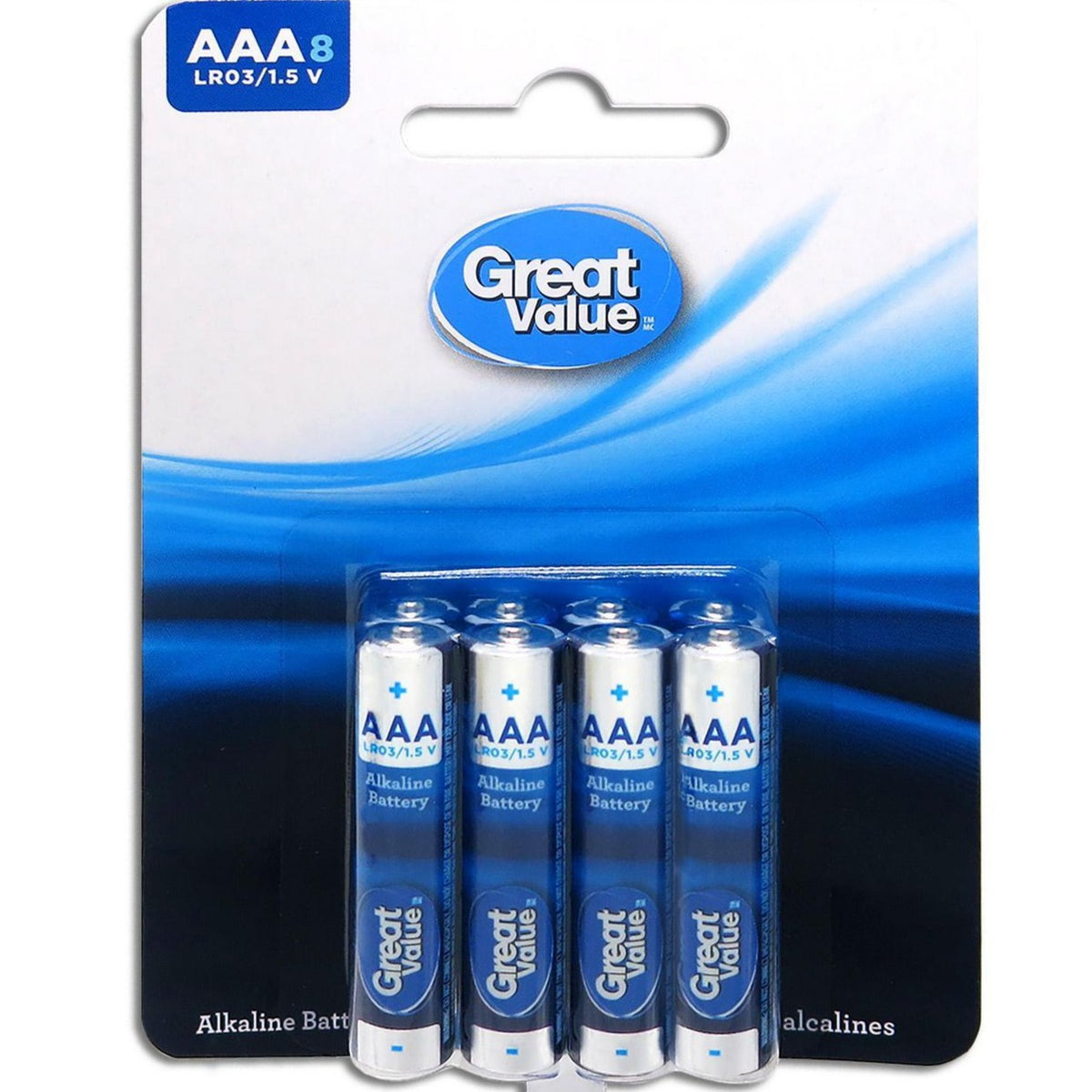 Great Value Alkaline AAA Batteries (8 Count)