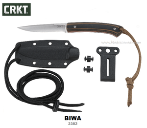 CRKT Biwa Fixed Blade Knife, G10 Black/Brown, Polypropylene Sheath