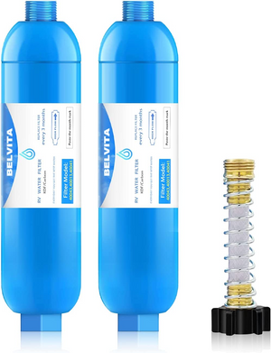 BELVITA RV Inline Marine Water Filter, Reduces Chlorine, Bad Taste&Odor for RVs,NSF Certified with Flexible Hose Protector