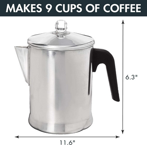 Primula Today Aluminum Stove Top Percolator Maker Durable, Brew Coffee On Stovetop, 9 Cup