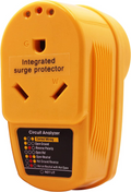 RV 30 Amp Adapter Circuit Analyzer With Integrated Surge Protection，30 Amp Male to 30 Amp Female with Indicator Lights