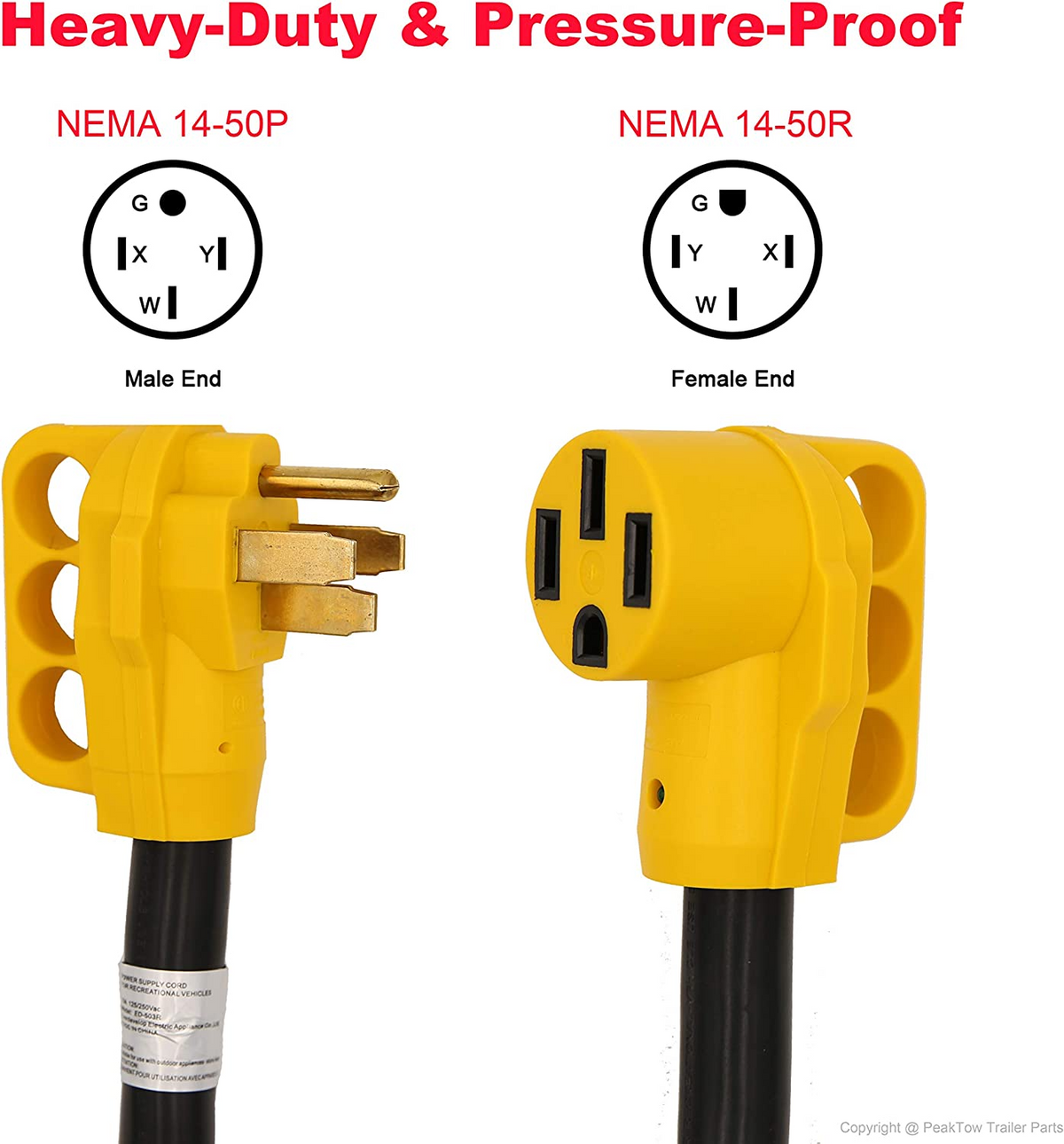 RV Extension Cord 50Amp 25ft Power Supply Cable with LED Indicator, Grip Handle