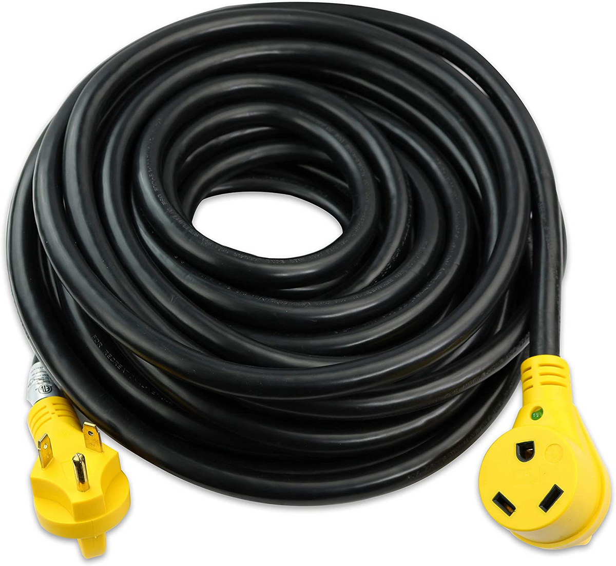 50 Ft 30 amp RV Power Extension Cord with LED Power indictor - 30 Amp Male to 30 Amp Female Standard Plug