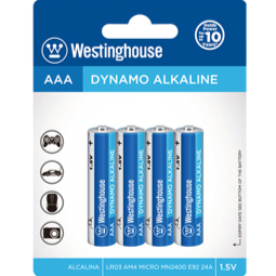 AAA Battery Alkaline - Westinghouse - 4 Pack